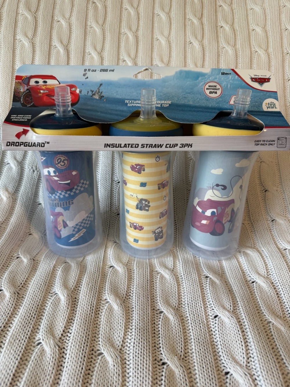 Disney Pixar Cars Lightning McQueen Tow Mater 9 Oz Straw Cup Spill Proof Sippy